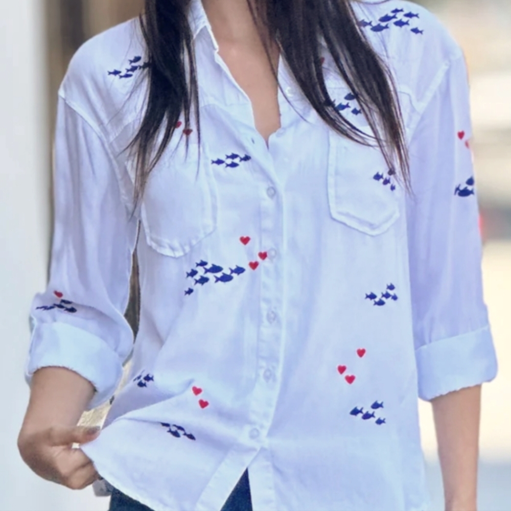 Billy T | School Of Fish Shirt | Size Small | MSRP $118